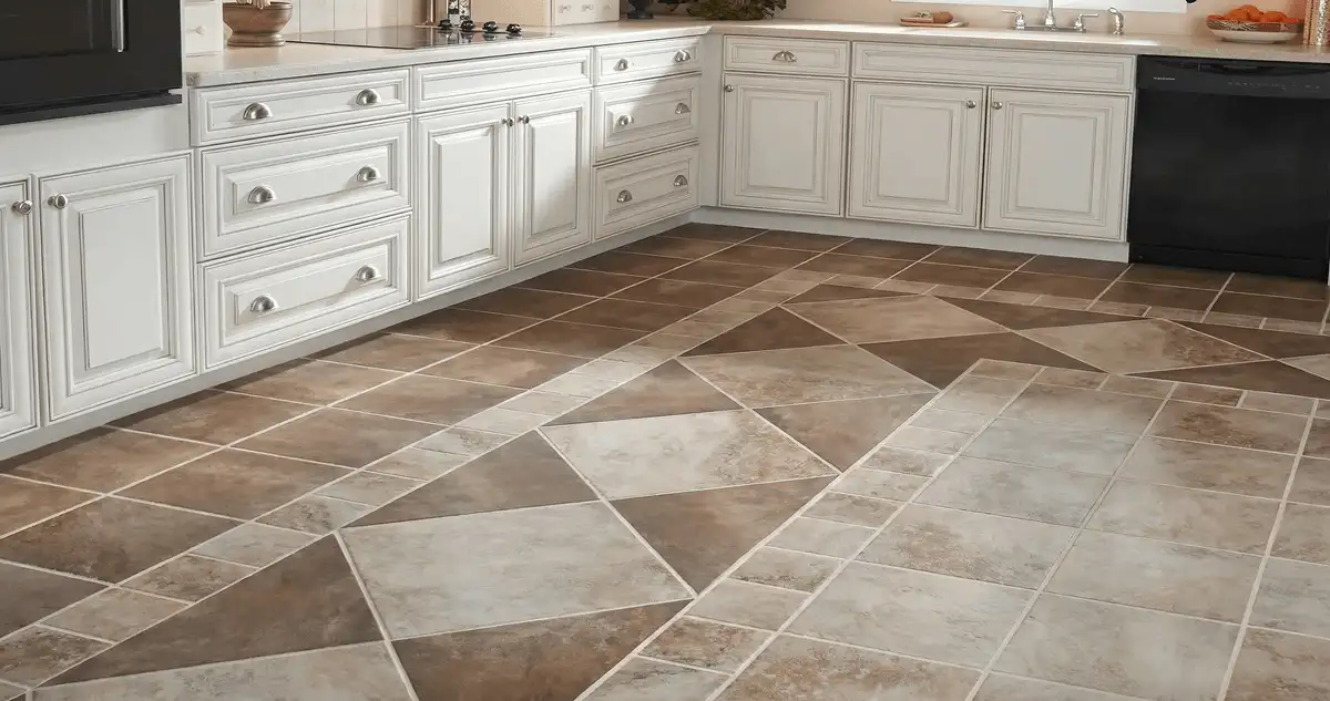 Kitchen with white cabinets and a professionally installed tile floor in Cape Coral, FL